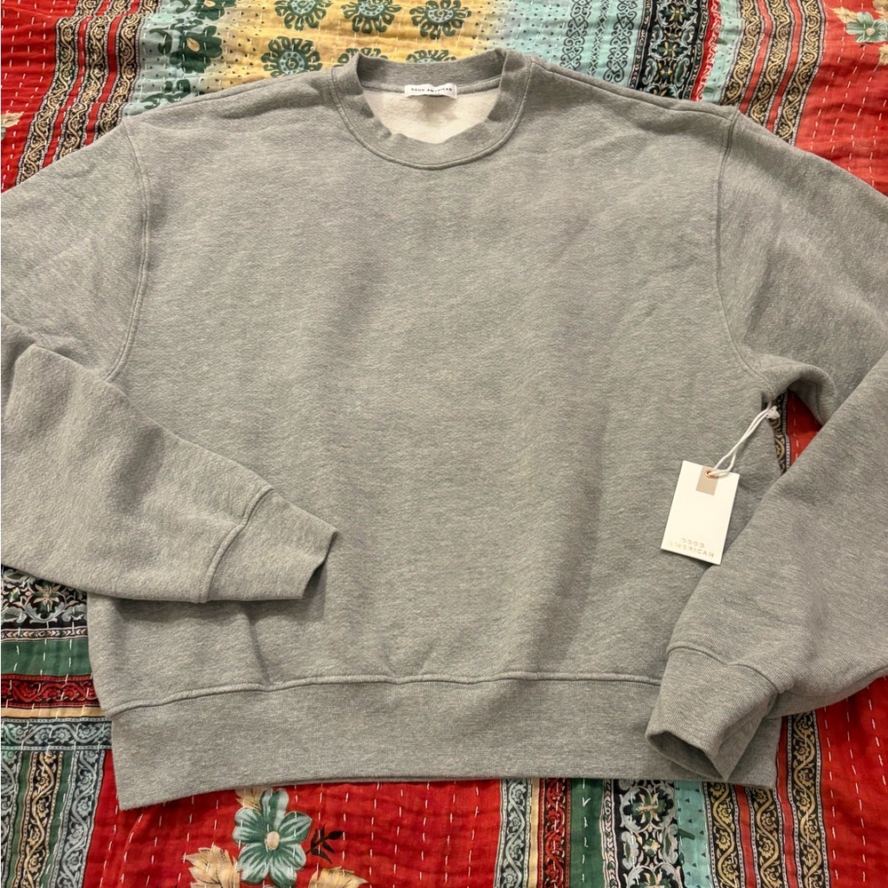NWT Good American Heather Gray Crewneck Sweater